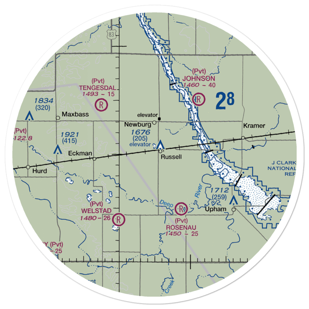 Michael Zurcher Farm Strip (94ND) VFR Sectional Sticker (30 mile) 