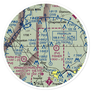 Maple Cave Park Airport (93PA) VFR Sectional Sticker (20 mile)