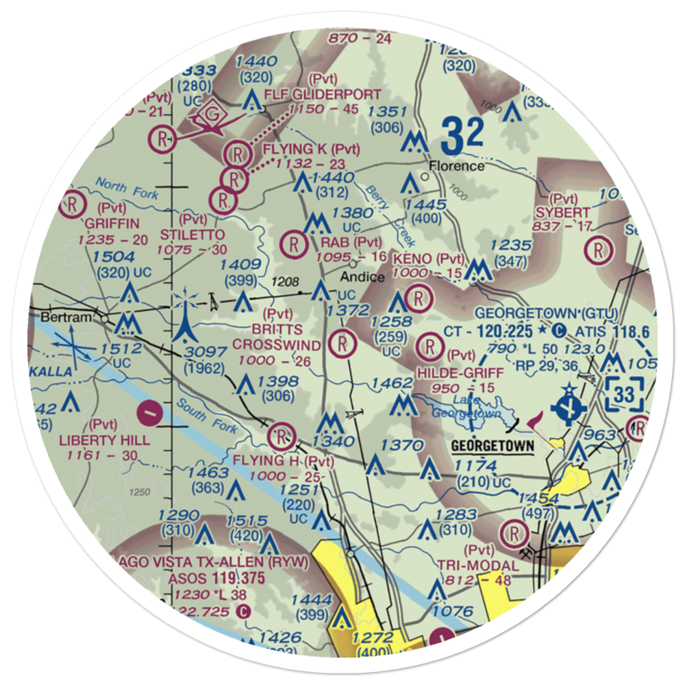 Britts Crosswind Airport (91TE) VFR Sectional Sticker (30 mile) 