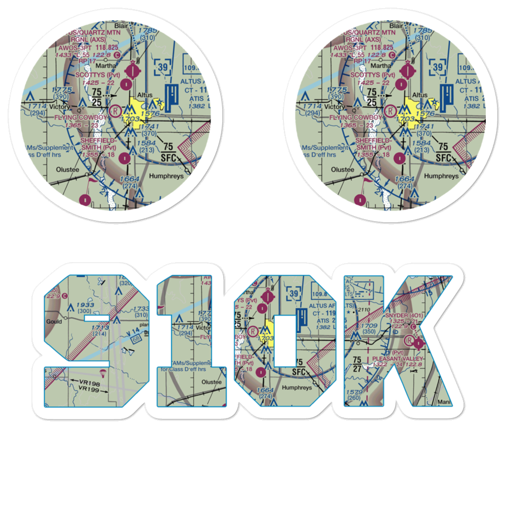 The Flying Cowboy Airport (91OK) VFR Sectional Sticker Pack 