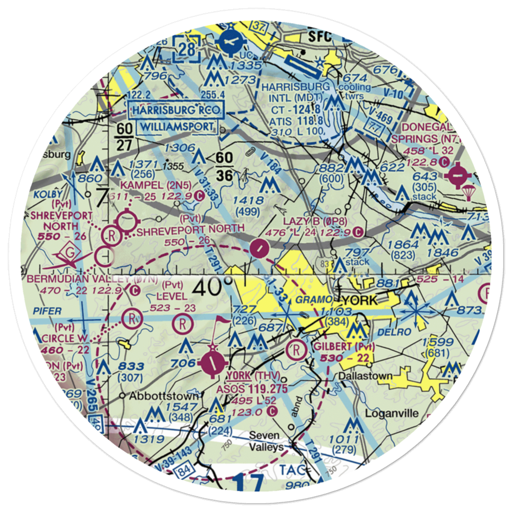 Baney's Airport (90PN) VFR Sectional Sticker (30 mile) 