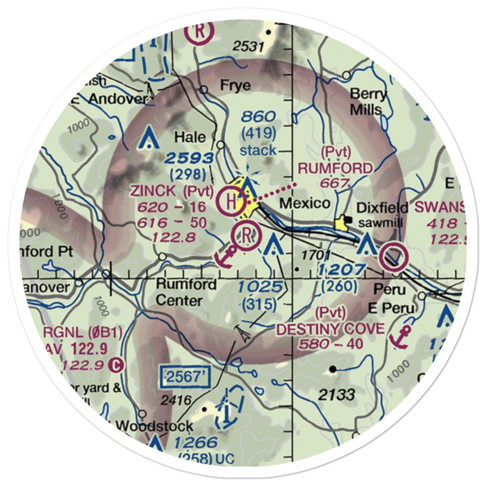 Zinck Airport (90ME) VFR Sectional Sticker (20 mile) 