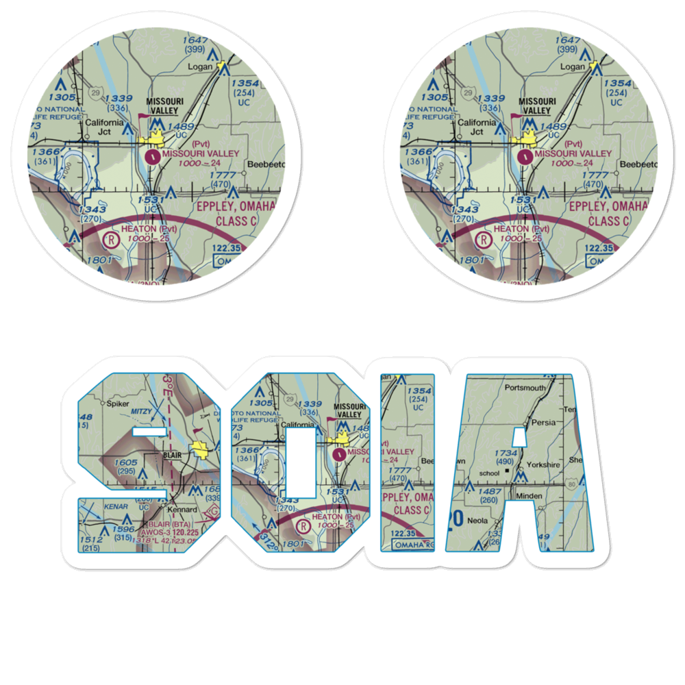 Missouri Valley Airport (90IA) VFR Sectional Sticker Pack 