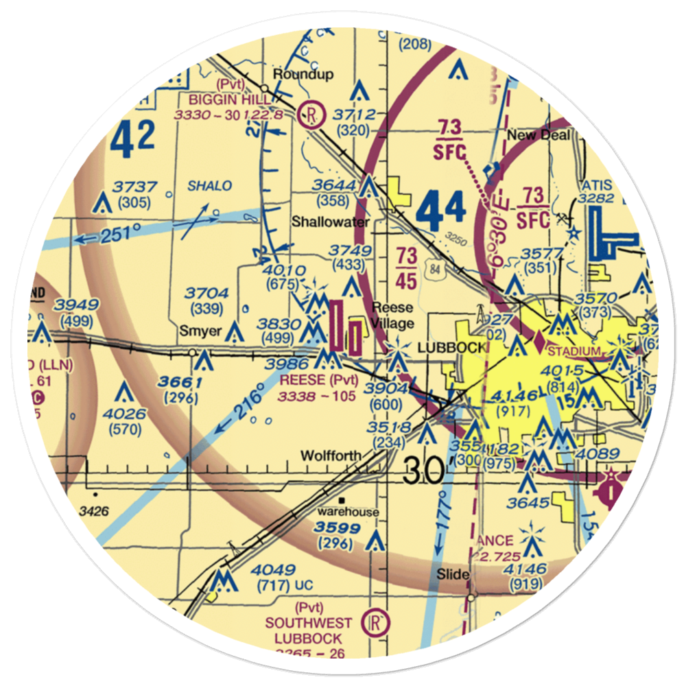 Reese Airpark (8XS8) VFR Sectional Sticker (30 mile) 