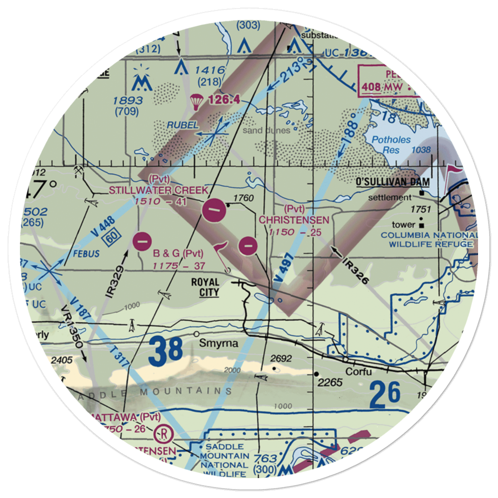 Christensen Field (8WA6) VFR Sectional Sticker (30 mile) 