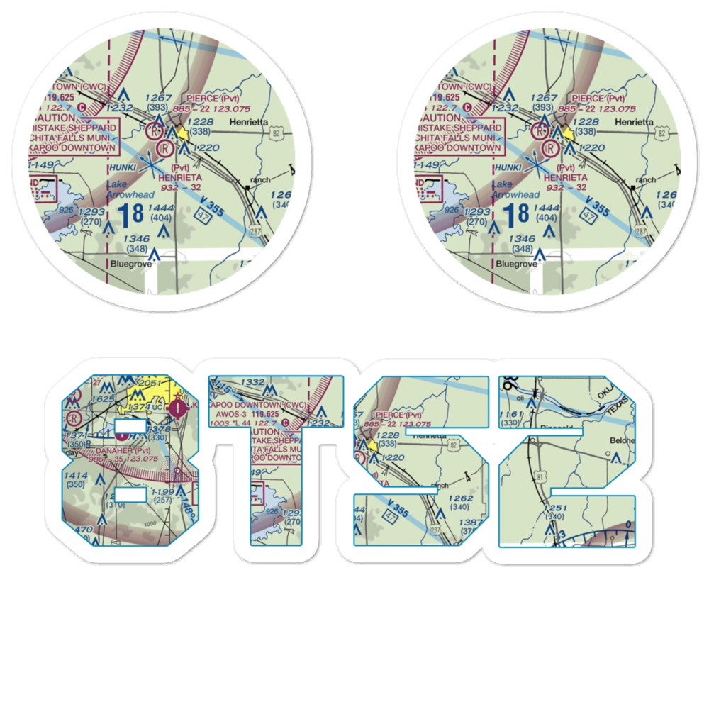 Henrietta Airport (8TS2) VFR Sectional Sticker Pack 