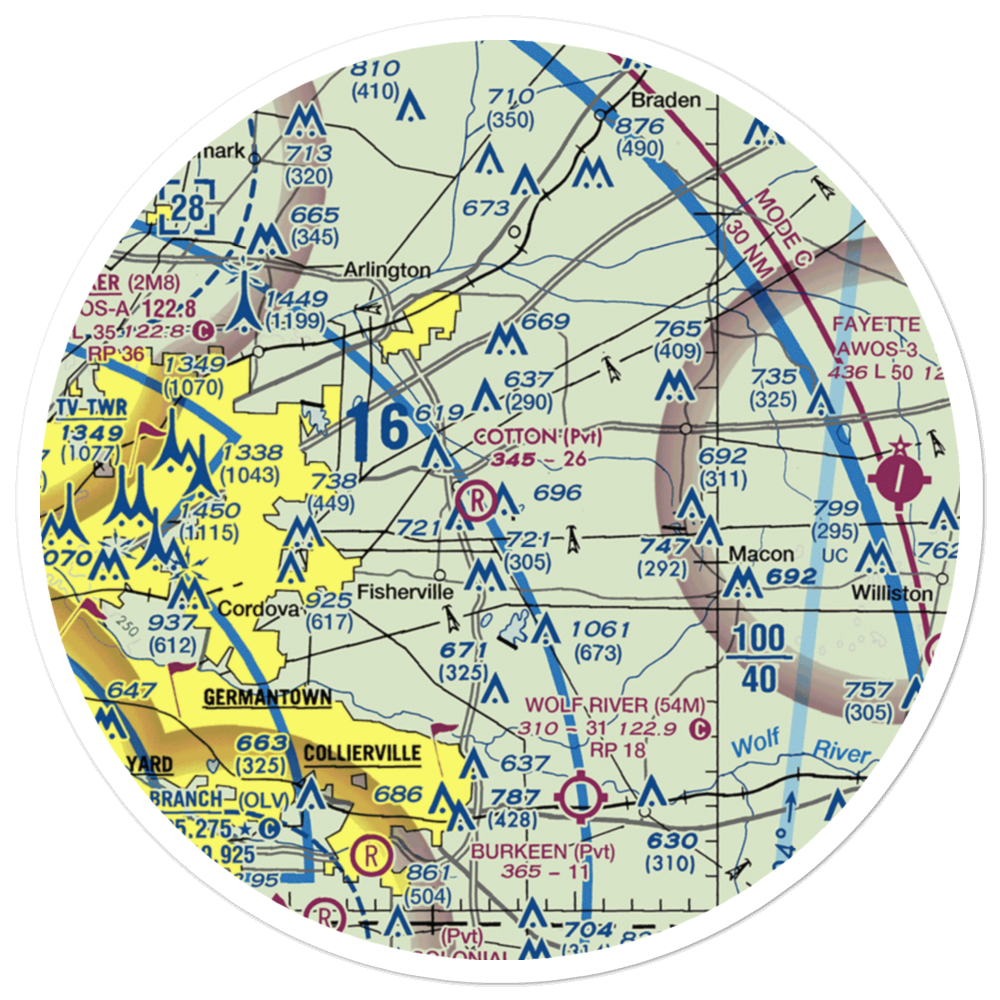 Parker Airport (8TN1) VFR Sectional Sticker (30 mile) 