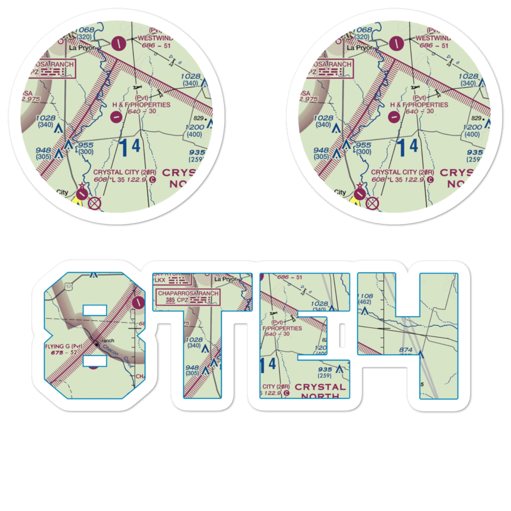 H & F Properties Airport (8TE4) VFR Sectional Sticker Pack 