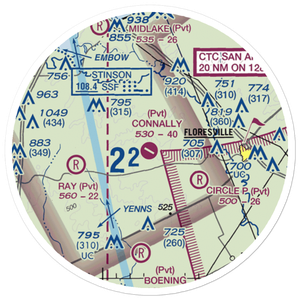John B Connally Ranch Airport (8TA0) VFR Sectional Sticker (20 mile)