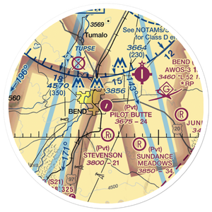 Pilot Butte Airport (8OR5) VFR Sectional Sticker (20 mile)