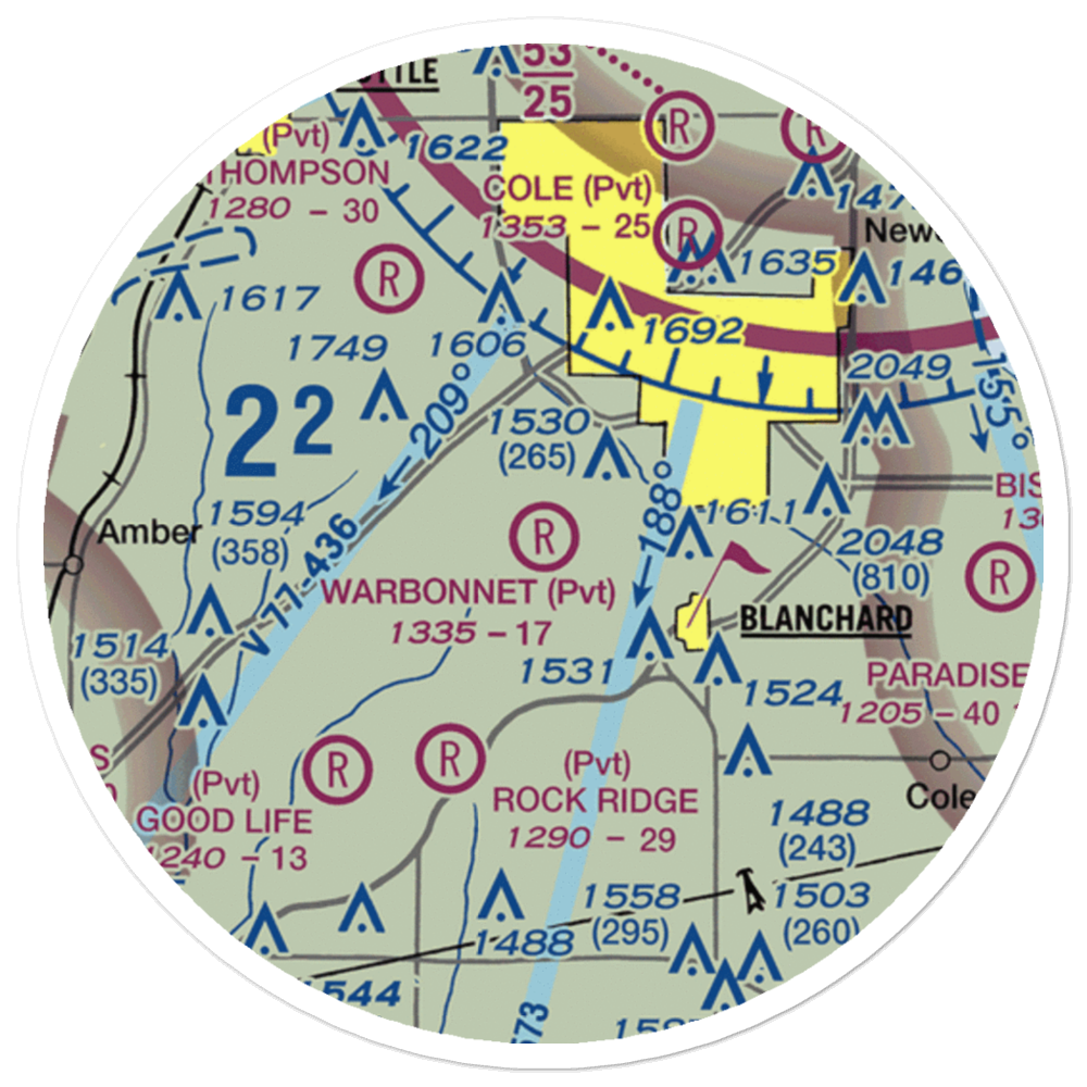 Warbonnet Airport (8OK1) VFR Sectional Sticker (20 mile) 