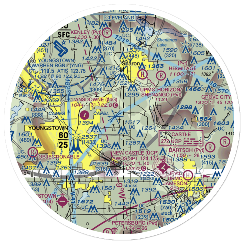 J and B Sky Ranch Airport (8OH3) VFR Sectional Sticker (30 mile) 
