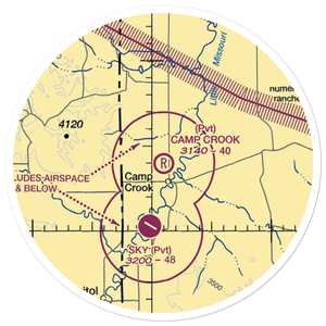 Camp Crook Municipal Airport (8OA5) VFR Sectional Sticker (20 mile)