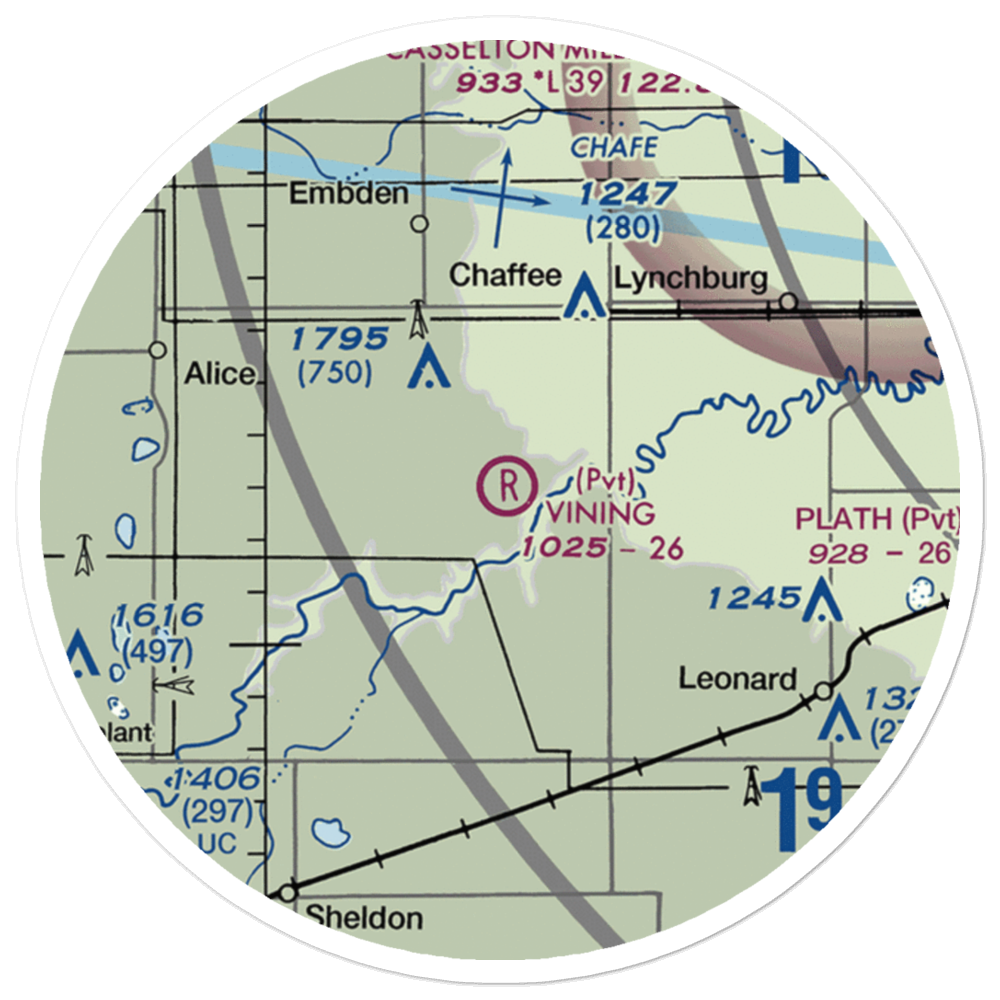 J Vining Airport (8ND6) VFR Sectional Sticker (20 mile) 