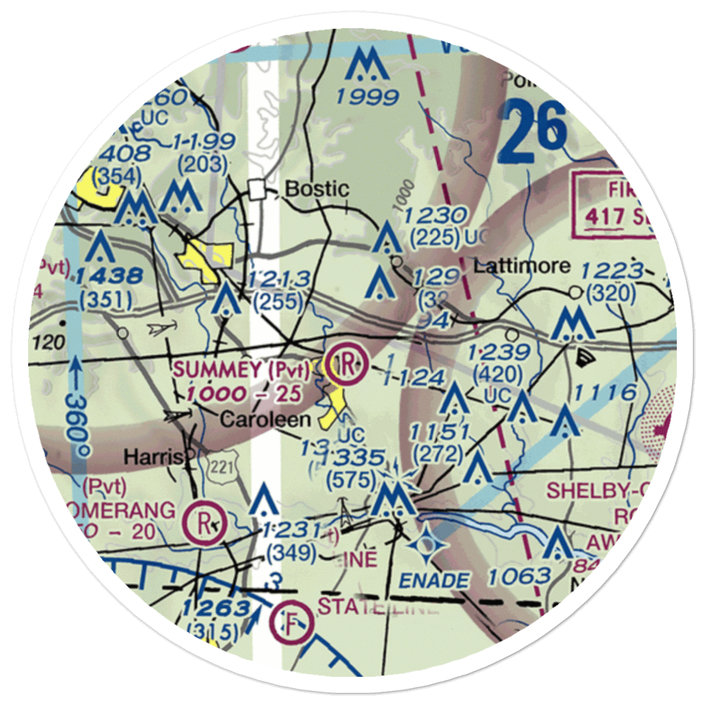 Summey Airpark (8NC2) VFR Sectional Sticker (20 mile) 