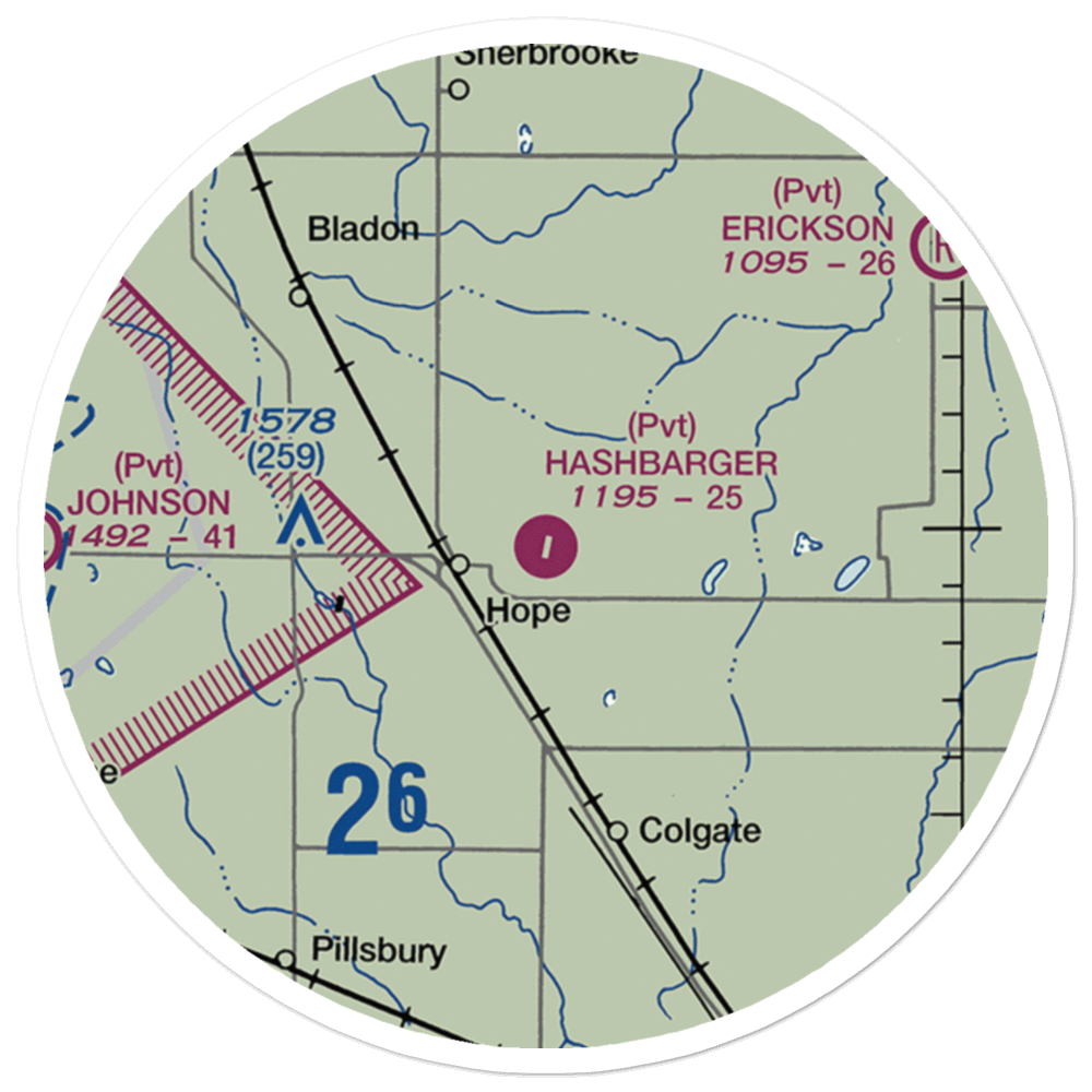Hashbarger Farm Airstrip (8NA9) VFR Sectional Sticker (20 mile) 