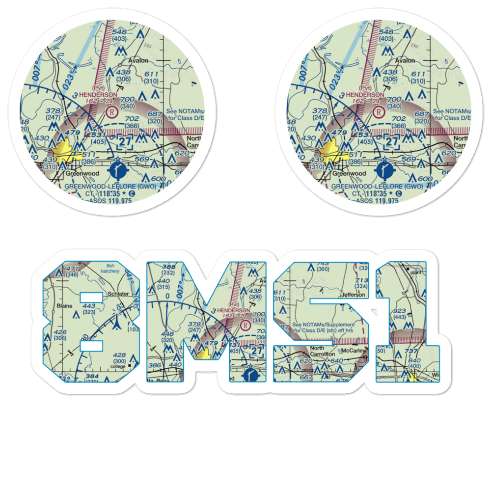 Henderson Airport (8MS1) VFR Sectional Sticker Pack 