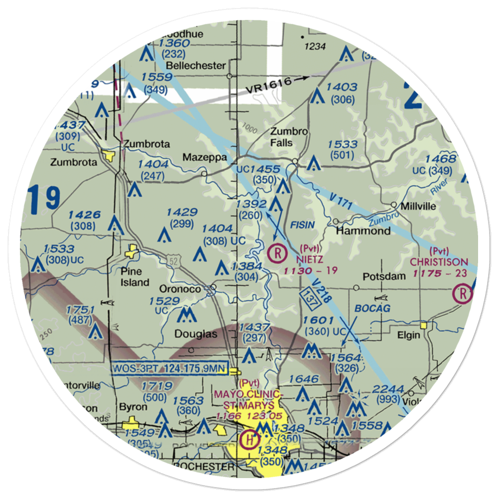 Lake Zumbro Seaplane Base (8MN0) VFR Sectional Sticker (30 mile) 