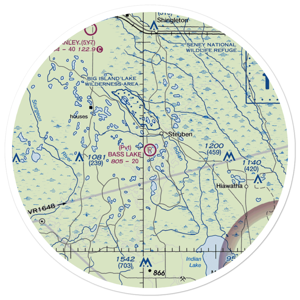 Bass Lake Airport (8MI7) VFR Sectional Sticker (30 mile) 