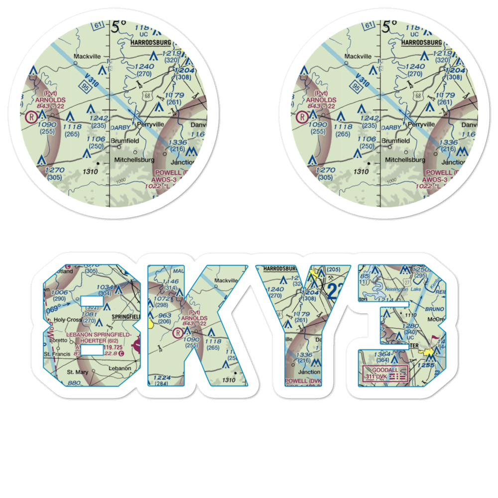 Battle Field (8KY3) VFR Sectional Sticker Pack 