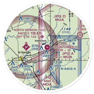 Brush Creek Airport (8IN7) VFR Sectional Sticker (20 mile)
