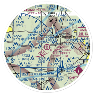 Etowah Bend Gliderport (8GA7) VFR Sectional Sticker (20 mile)