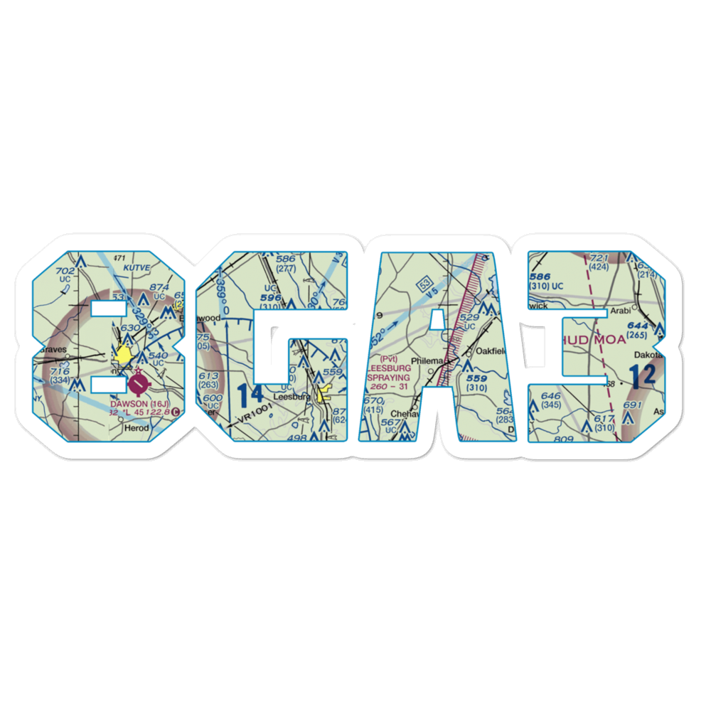 Leesburg Spraying Airport (8GA3) VFR Sectional Sticker 