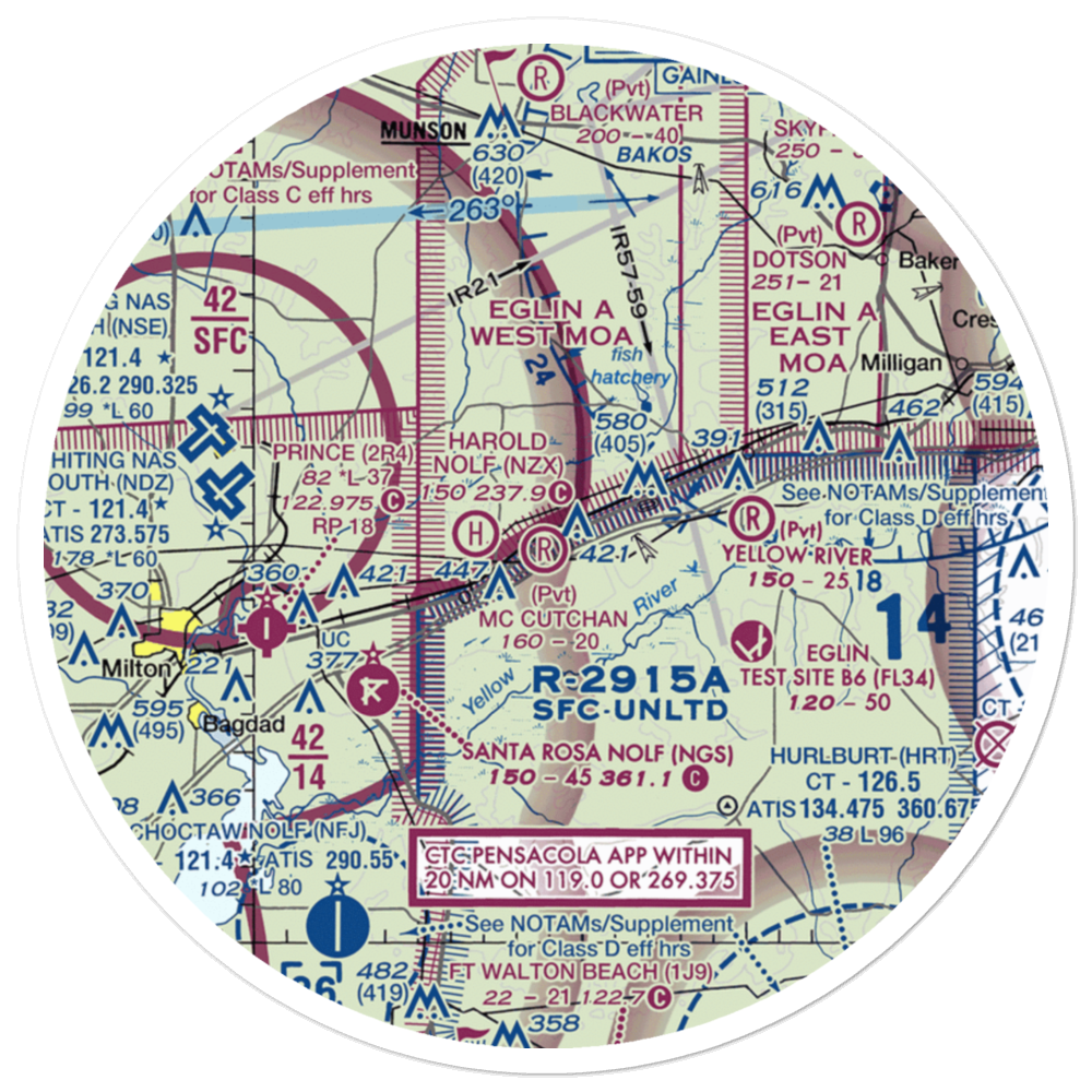 George T Mc Cutchan Airport (8FL6) VFR Sectional Sticker (30 mile) 