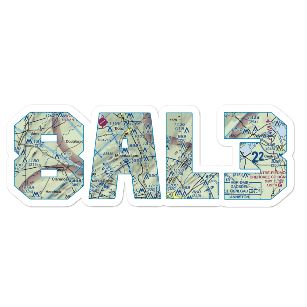 Fricks Field Airport (8AL3) VFR Sectional Sticker 