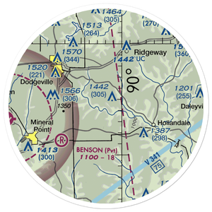 Tuschen Airport (89WI) VFR Sectional Sticker (20 mile)