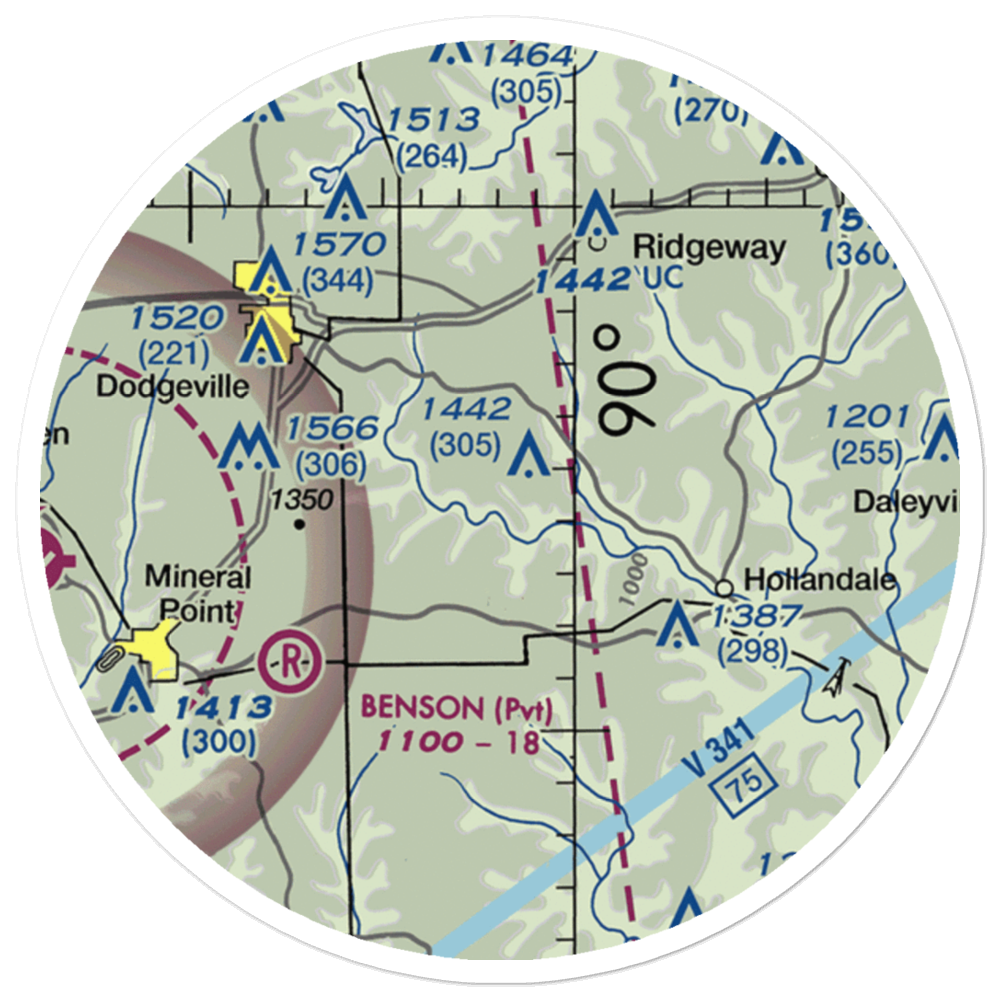 Tuschen Airport (89WI) VFR Sectional Sticker (20 mile) 