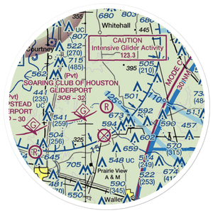 Soaring Club of Houston Gliderport (89TA) VFR Sectional Sticker (20 mile)