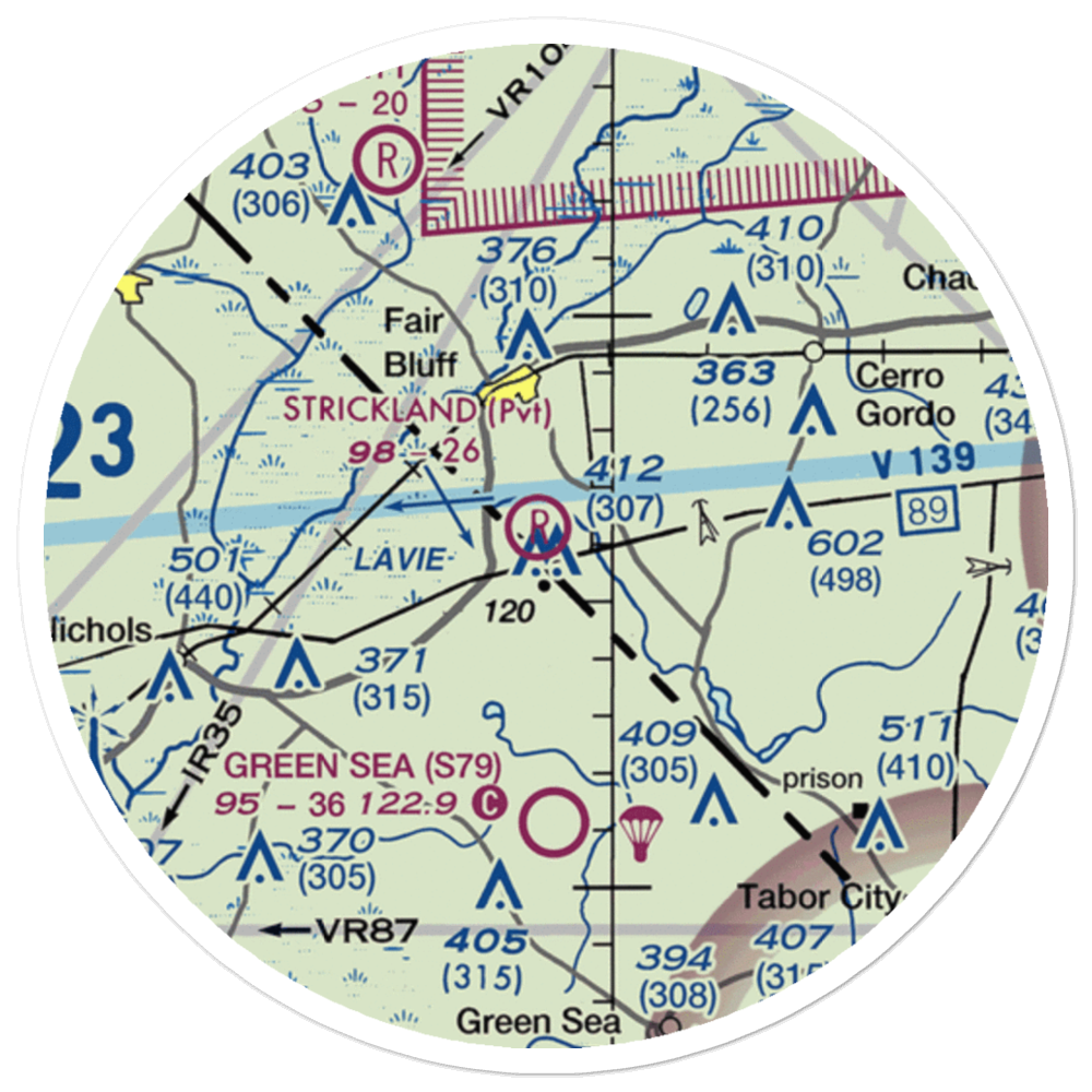 Strickland Field (89NC) VFR Sectional Sticker (20 mile) 