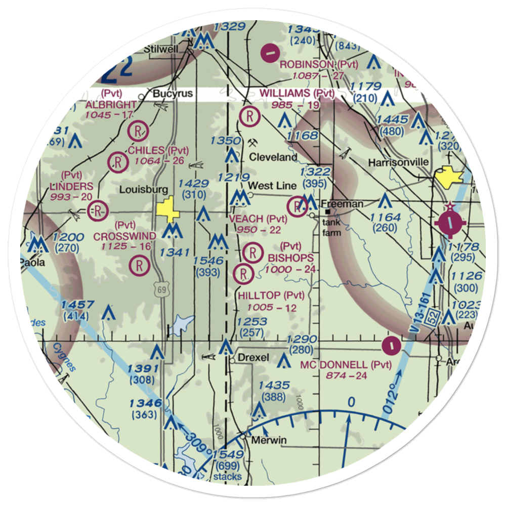 Bishop's Landing Airport (89MO) VFR Sectional Sticker (30 mile) 