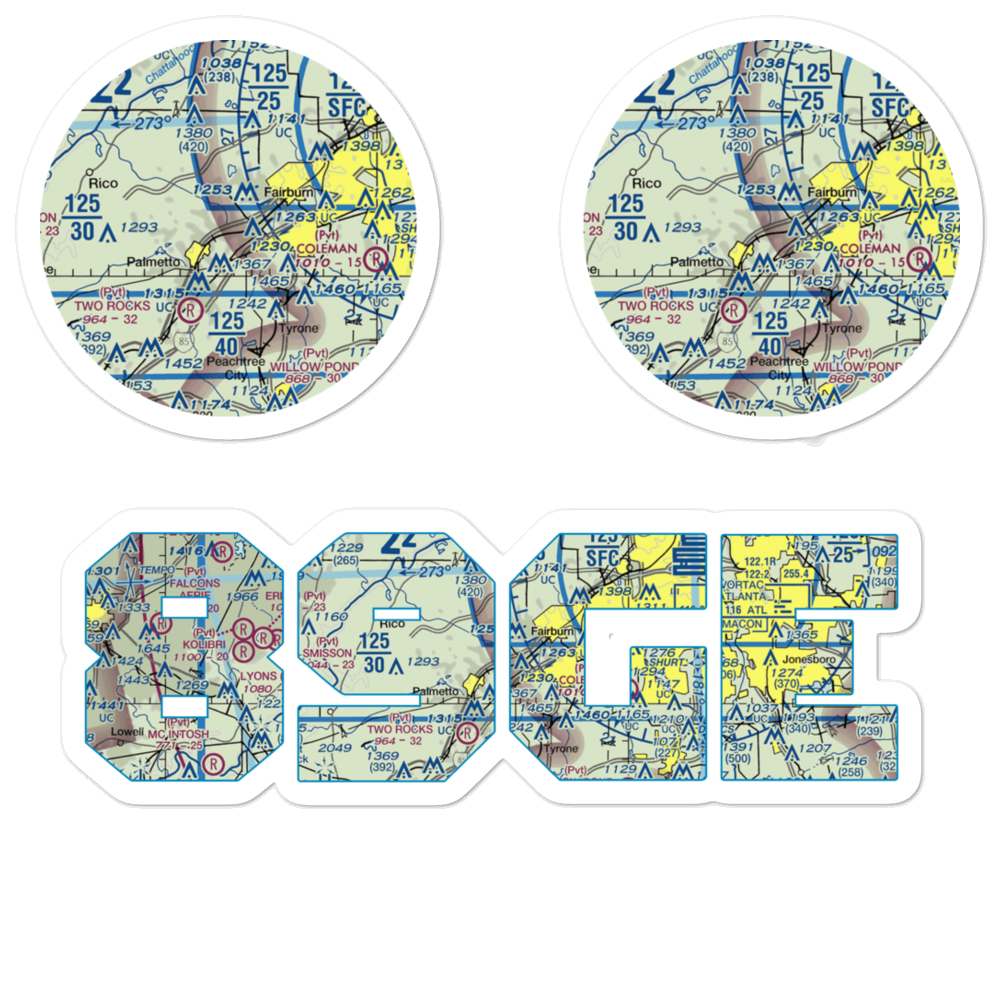 South Fulton Airport (89GE) VFR Sectional Sticker Pack 