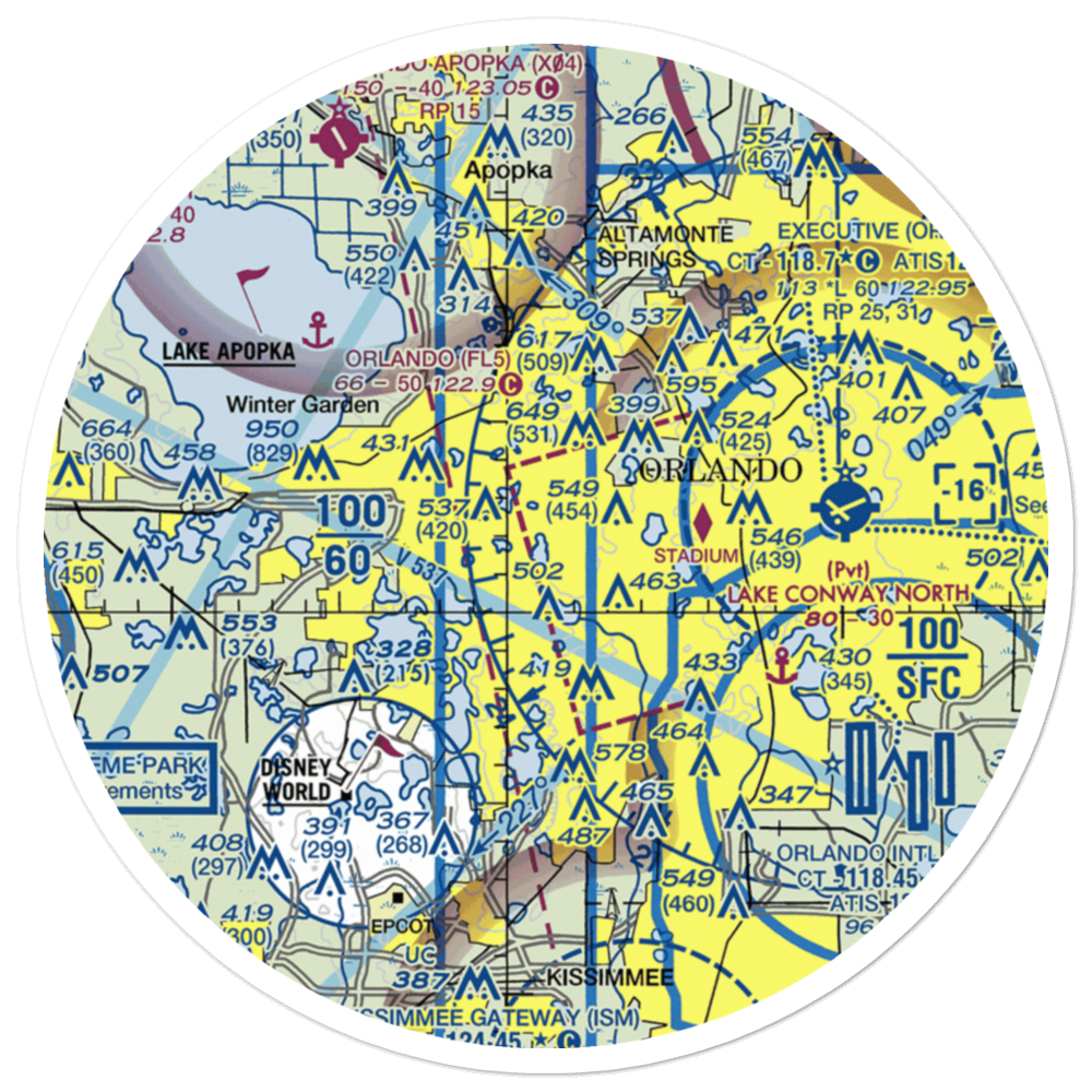 Lake Hiawassee Seaplane Base (89FL) VFR Sectional Sticker (30 mile) 