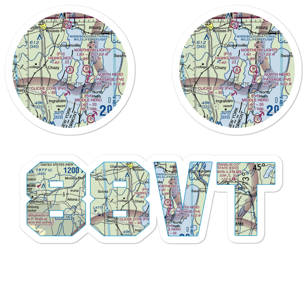 Hawk's Nest Airport (88VT) VFR Sectional Sticker Pack 