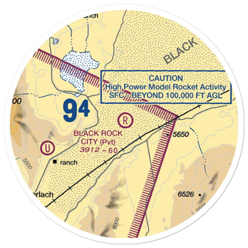 Black Rock City Airport (88NV) VFR Sectional Sticker (20 mile) 