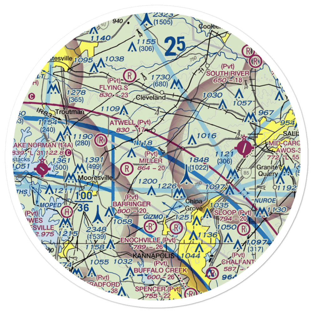 Corriher Field (88NC) VFR Sectional Sticker (30 mile) 
