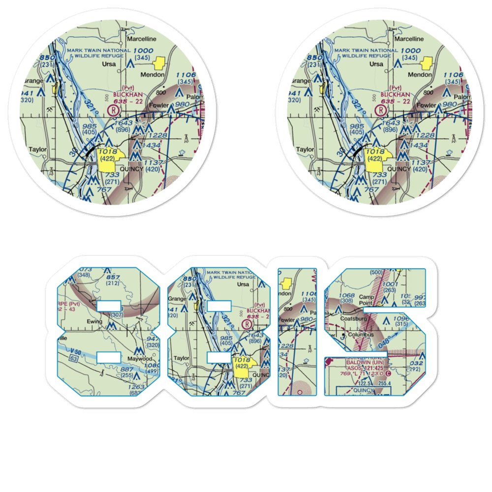 Blickhan Lndg Area Airport (88IS) VFR Sectional Sticker Pack 