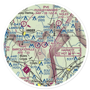Angier (C A G Farms) Airport (87NC) VFR Sectional Sticker (20 mile)
