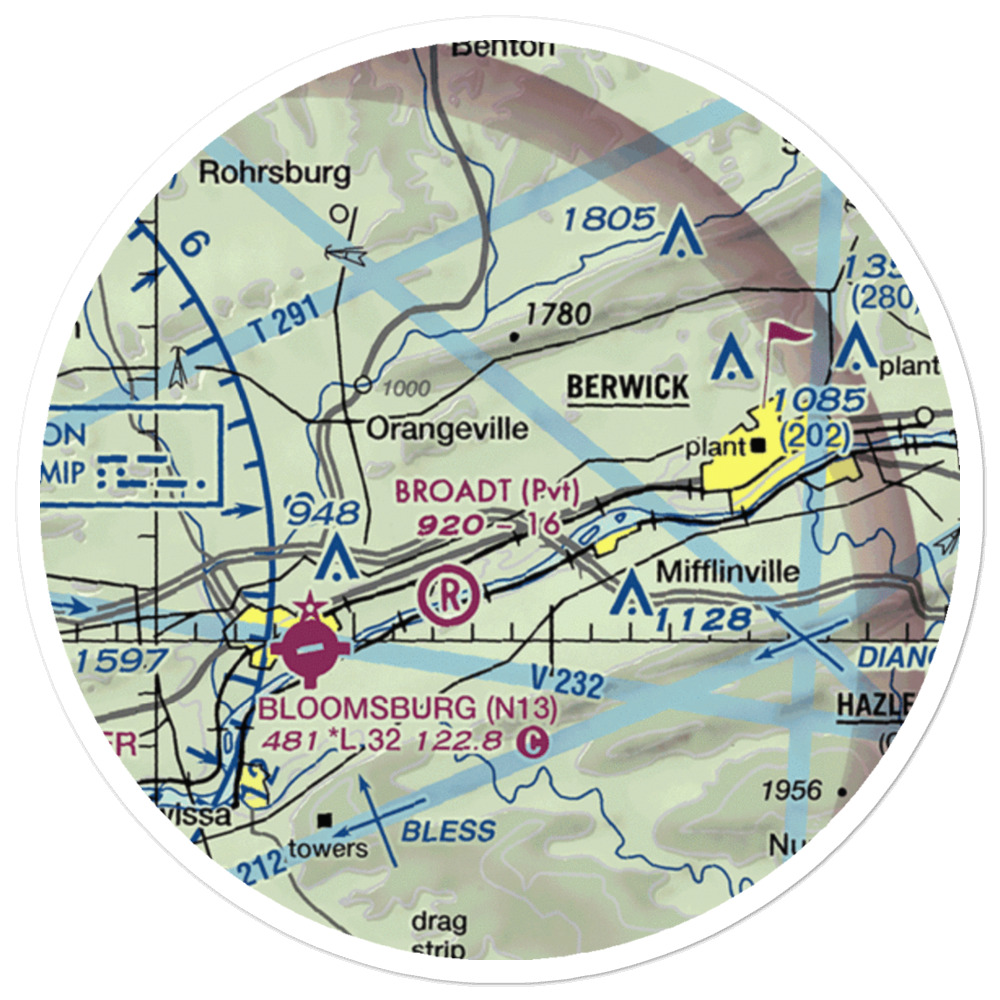 Seesholtz Airport (86PN) VFR Sectional Sticker (20 mile) 