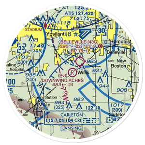 Downwind Acres Airport (86MI) VFR Sectional Sticker (20 mile)