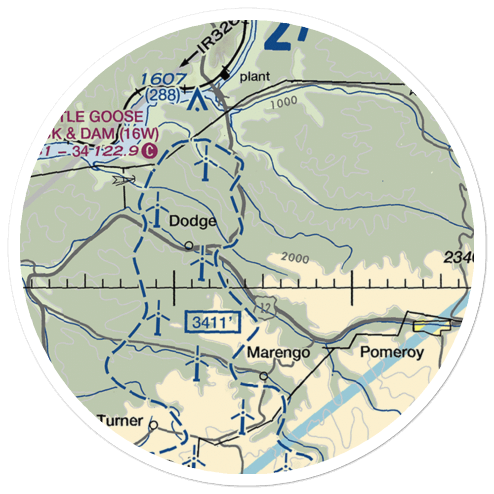 Scott Seed Farm Airport (85WA) VFR Sectional Sticker (20 mile) 