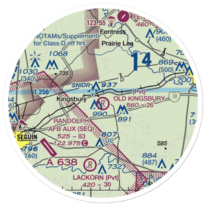 Old Kingsbury Aerodrome (85TE) VFR Sectional Sticker (20 mile)