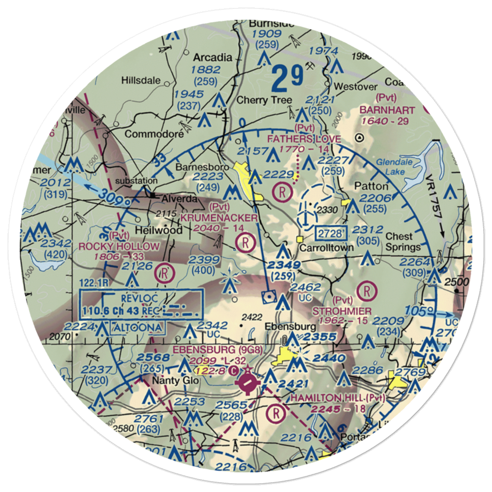 Krumenacker Airport (85PA) VFR Sectional Sticker (30 mile) 