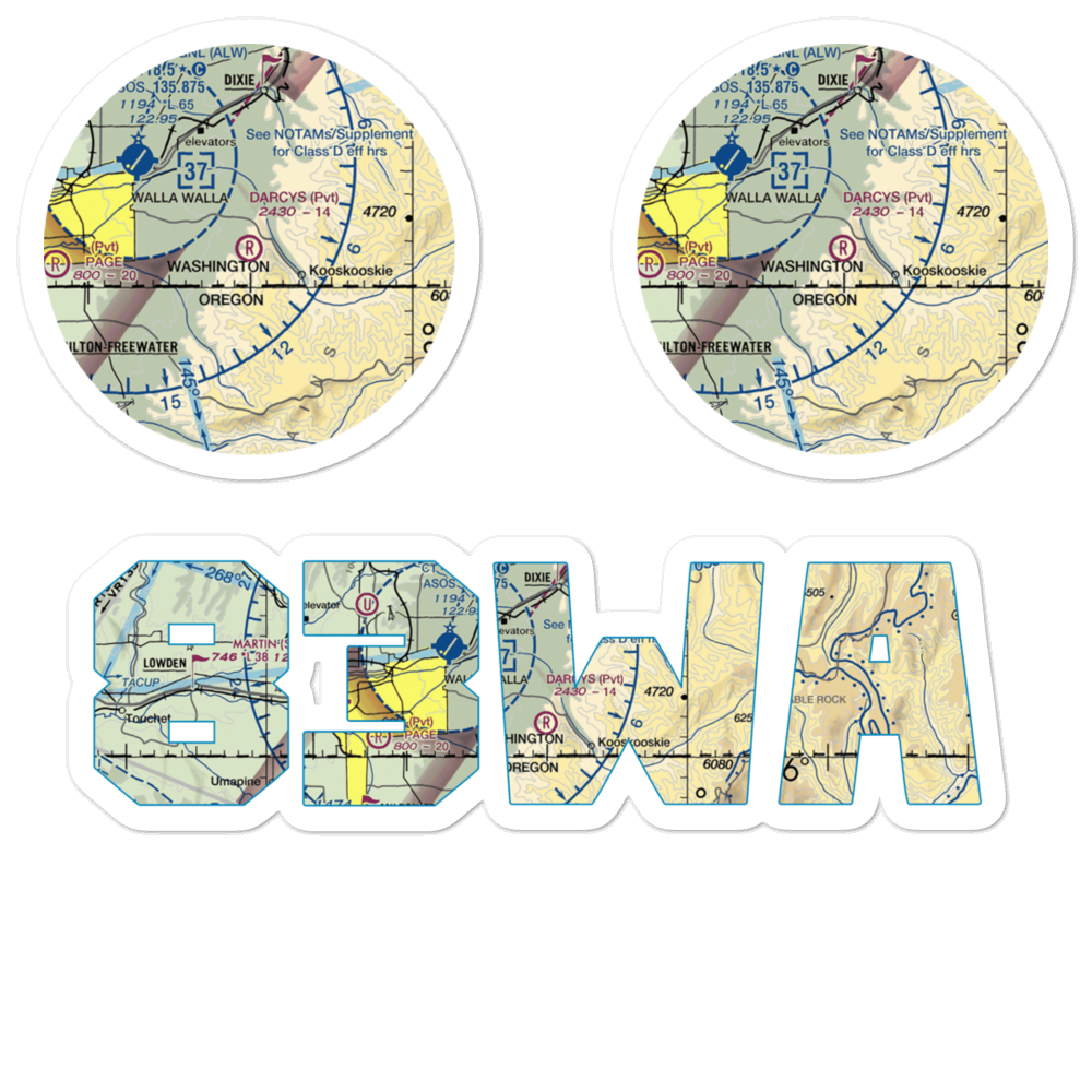 Darcy's Air Strip (83WA) VFR Sectional Sticker Pack 