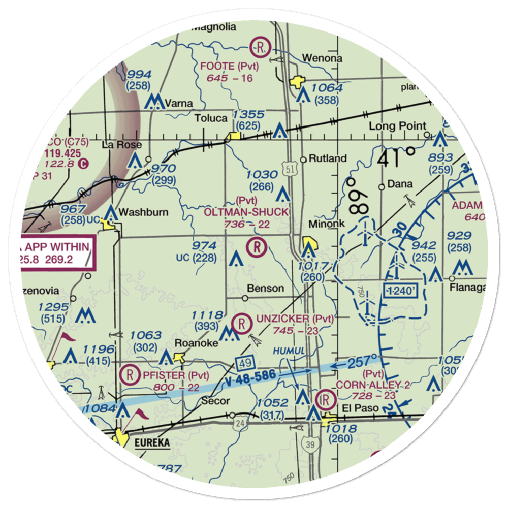 Oltman-Shuck Airport (83IL) VFR Sectional Sticker (30 mile) 