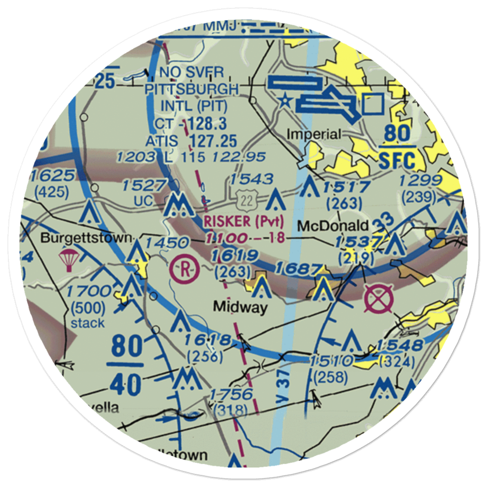 Frame Field (82PA) VFR Sectional Sticker (20 mile) 