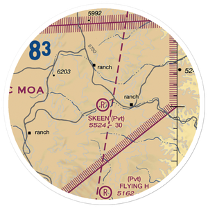 Skeen Ranch Airport (82NM) VFR Sectional Sticker (20 mile)